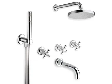 EXCLUSIVE CRIEV113 - Wall-mounted bathtub tap with hand shower with overhead shower by CRISTINA Rubinetterie - view 2